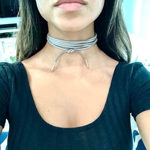 Grey wrap choker